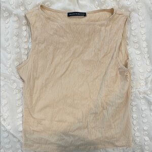 Brandy Melville Tan Ribbed Fitted Sleeveless Tank Top